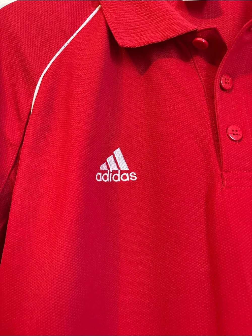 adidas Red Men's Polo with Cardinal Logo and White Accents